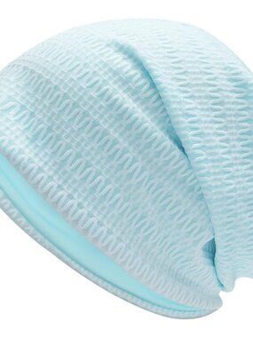 Women's Motif Blue Warm Knit Winter Pull-On Classic Slouchy Stretch Skull Cap